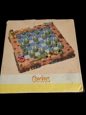 Lawns Tortoise & Hares Oh My Checker Set Frog Playing Pieces Vintage Kitschy NOS